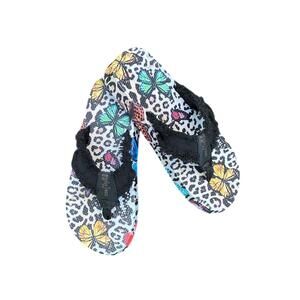 NEW GYPSY JAZZ women's tallulah printed flip flops in black multi